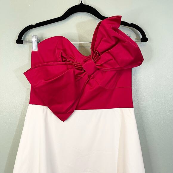 Anthropologie HUTCH Colorblock Strapless Bow Tie  A-Line Maxi Dress Size 8 NWT - Picture 3 of 11